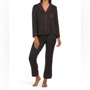 Rae Dunn Women’s Boo Notch Long Sleeve Pajama Set Black Size Medium
